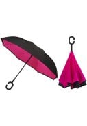 Roze Inside Out paraplu, dubbeldoeks en windproof 1