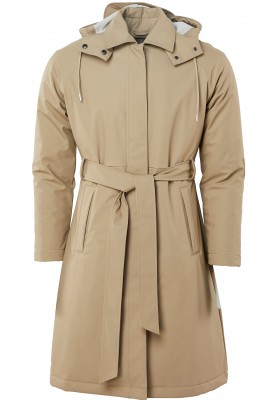 Beige gewatteerde damesregenjas W Trenchcoat van Rains