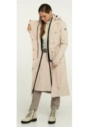 Beige Urban outdoor lange damesregenjas / trenchcoat van Agu 4