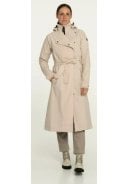 Beige Urban outdoor lange damesregenjas / trenchcoat van Agu 11
