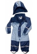 Blauw met fleece gevoerde regenpak aan één stuk van Playshoes 2