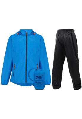 Blauw regenpak met zwarte regenbroek van Mac in a Sac 
