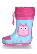 Blauw / Roze met uil regenlaars van Playshoes 2