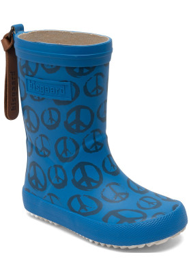 Blauwe kinderregenlaars Fashion "Peace on Earth" van Bisgaard