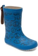 Blauwe kinderregenlaars Fashion "Peace on Earth" van Bisgaard
