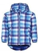 Blauwe ruit met fleece gevoerde outdoorjas van Playshoes