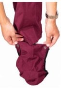 Burgundy extra lange Storm regenbroek met volledige rits en overschoenen 3