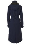 Donkerblauwe Urban outdoor lange damesregenjas / trenchcoat van Agu 5