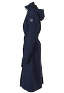 Donkerblauwe Urban outdoor lange damesregenjas / trenchcoat van Agu 6