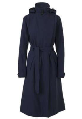 Donkerblauwe Urban outdoor lange damesregenjas / trenchcoat van Agu