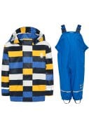 Blauw / geel / wit kinder regenpak Justice van Lego Duplo