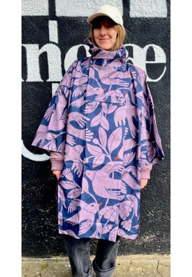 Donkerblauw Birdieup Danepackit regenponcho van Danefae