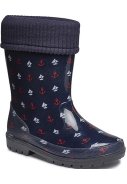 Donkerblauw met maritieme print gevoerde kinderlaarsje Mike