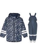 Donkerblauw Forest Animals regenpak met fleece gevoerd van Playshoes