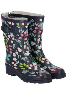 Donkerblauwe bloemen damesregenlaars Rubber Rain Boots van XQ
