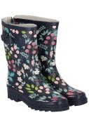Donkerblauwe bloemen damesregenlaars Rubber Rain Boots van XQ