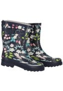 Donkerblauwe bloemen damesregenlaars Rubber Rain Boots van XQ 3