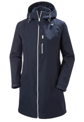 Donkerblauwe dames regenjas Long Belfast van Helly Hansen