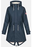 Donkerblauwe Friese Tidaholm parka met off white teddy voering van Derbe 