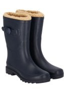 Donkerblauwe gevoerde damesregenlaars Rubber Rain Boots van XQ