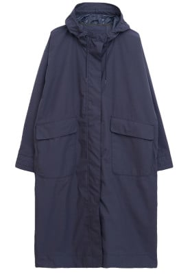 Donkerblauwe lange dames regenjas Nebel van Tantä