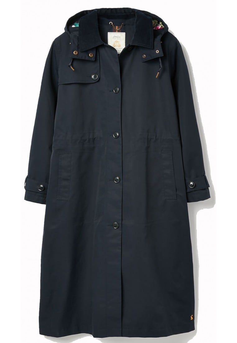 Donkerblauwe lange regenjas trenchcoat Fernhall van Joules