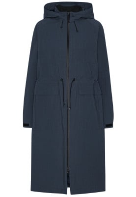 Donkerblauwe lange winterjas Thermy van Ilse Jacosen