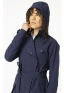 Donkerblauwe Urban outdoor lange damesregenjas / trenchcoat van Agu 7