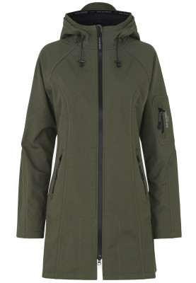 Donkergroen driekwart softshell regenjas van Ilse Jacobsen