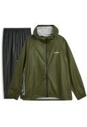Donkergroen met zwarte broek ademende regenpak Packable Rainbreaker van Tretorn