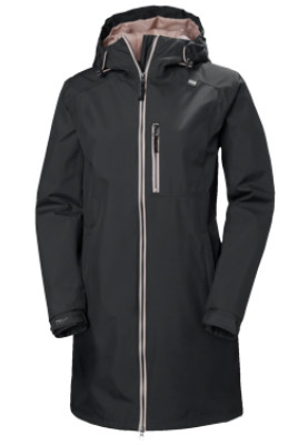Ebony dames regenjas Long Belfast van Helly Hansen