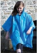 Eenvoudige blauwe kinder regenponcho 3