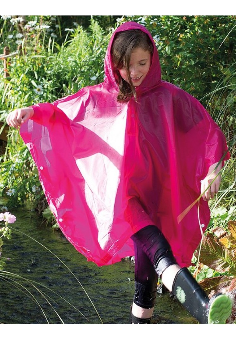 Blozend Demon vasthouden Eenvoudige roze kinder regenponcho (Maat ) - Regenponcho's