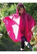 Eenvoudige roze kinder regenponcho 2