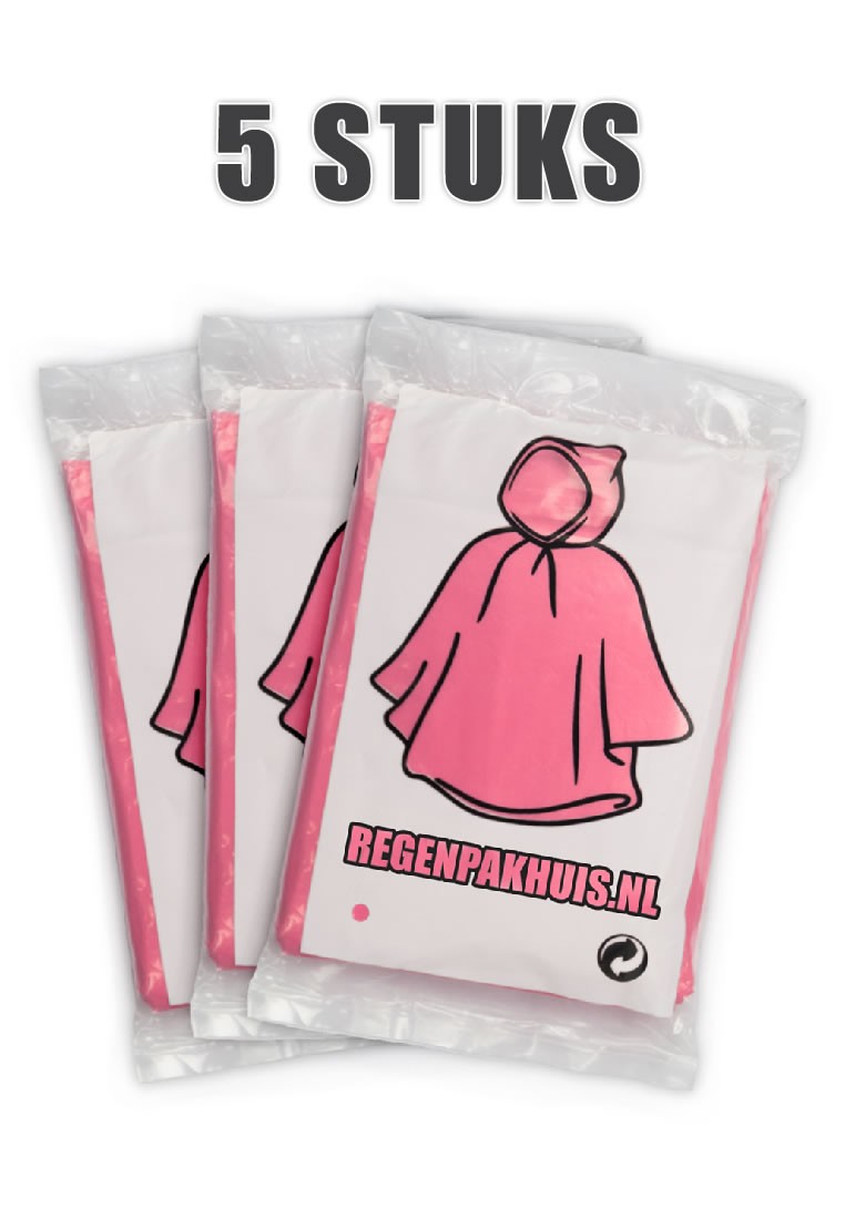 Rimpels mineraal Variant Eenvoudige wegwerp poncho Roze (5 stuks) - Wegwerp poncho's