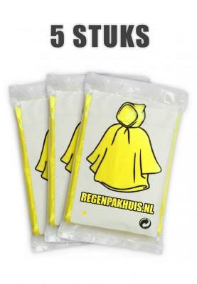 Eenvoudige wegwerp poncho's Geel (5 stuks)