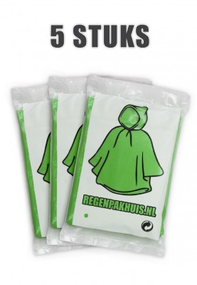 Eenvoudige wegwerp poncho's Groen (5 stuks)