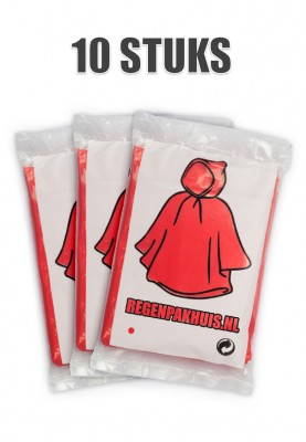 Eenvoudige wegwerp poncho's Rood (10 stuks)