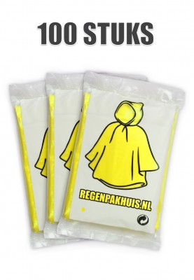 Eenvoudige wegwerp regenponcho's Geel (100 stuks)