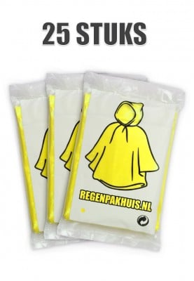 Eenvoudige wegwerp regenponcho's Geel (25 stuks)