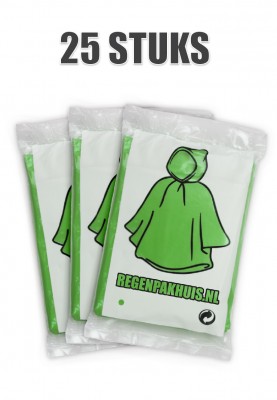 Eenvoudige wegwerp regenponcho's Groen (25 stuks)