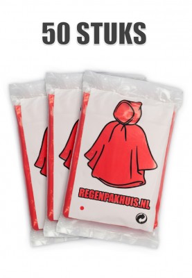 Eenvoudige wegwerp regenponcho's Rood (50 stuks)