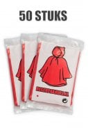 Eenvoudige wegwerp regenponcho's Rood (50 stuks)