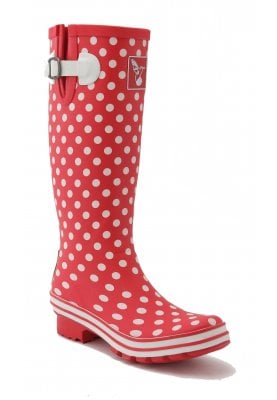 Rode regenlaars met witte stip (ditsy dots) van Evercratures