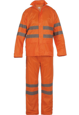 Fluor oranje 2-delig regenpak met reflectie