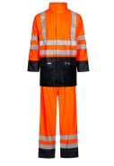Fluor oranje / donkerblauwe Hi-Vis regenpak van Lyngsøe Rainwear