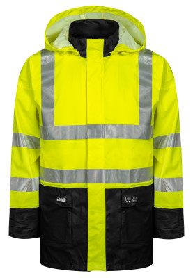 Geel / donkerblauwe Hi-Vis  regenjas van Lyngsøe Rainwear 
