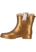 Gold metallic gevoerde Chelsea damesregenlaars Rubber Rain Boots van XQ 2