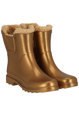 Gold metallic gevoerde Chelsea damesregenlaars Rubber Rain Boots van XQ