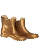 Gold metallic gevoerde Chelsea damesregenlaars Rubber Rain Boots van XQ 3